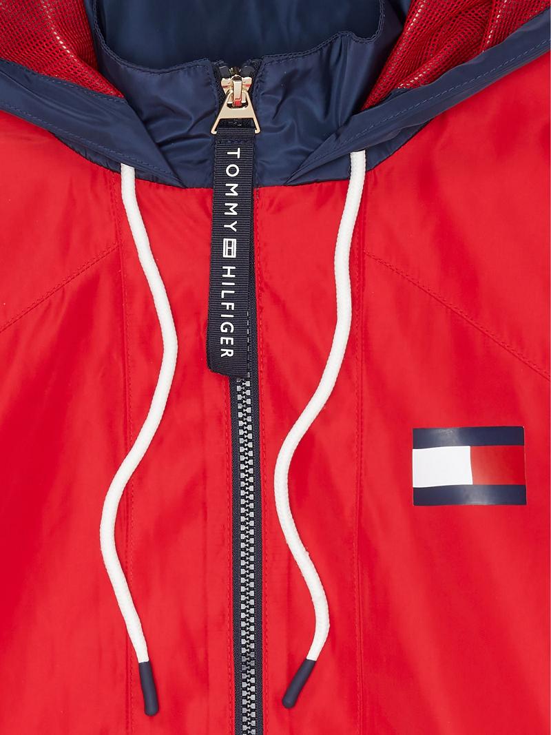 Női Tommy Hilfiger Sport Flag Windbreaker Kabátok Piros | HU 41BEX